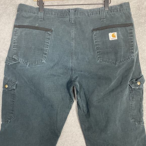 Carhartt Cargo Pants Mens 37x30 Black Relaxed Fit Double Knee Workwear Utility - Picture 8 of 16